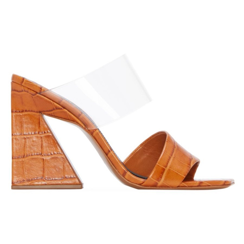Mercedes Castillo Mildred PVC & Croc-Embossed Leather Mules
